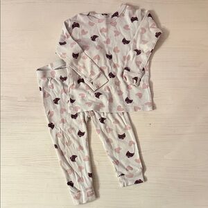 GAP Kids Pink and White Pajama Set with Cat and Heart Pattern